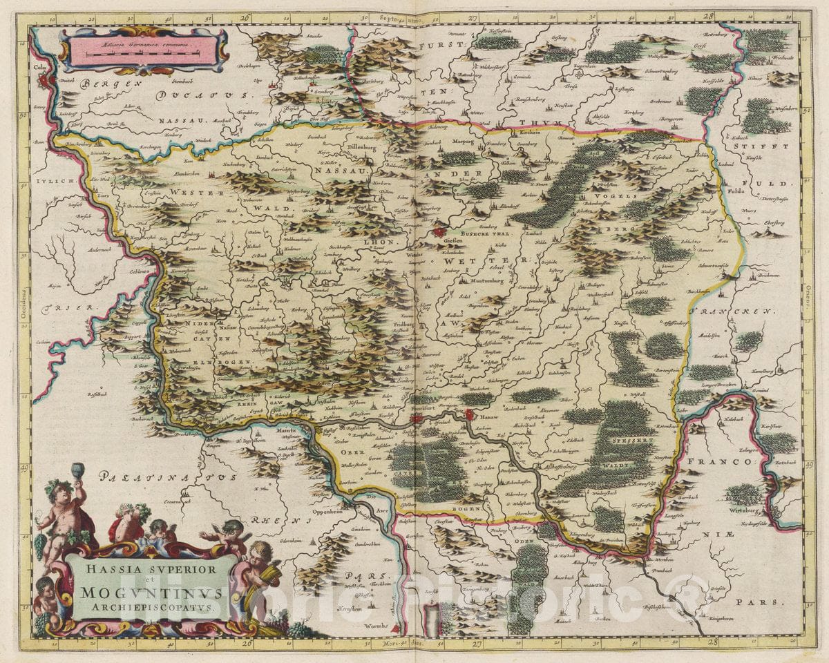 Historic Map : Germany, Hassia Svperior et Mogvntinvs Archiepiscopatvs, 1665 Atlas , Vintage Wall Art