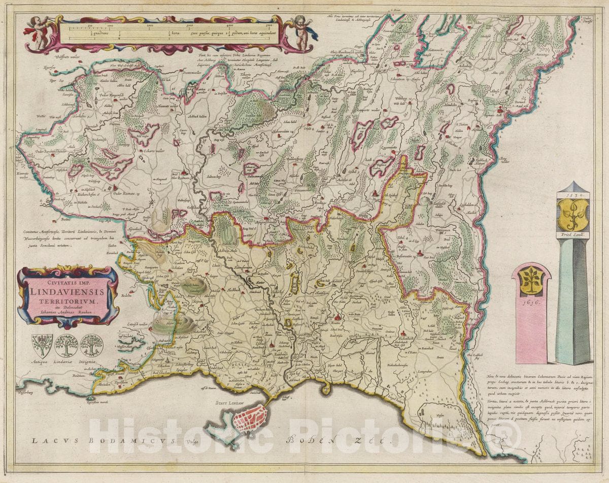 Historic Map : Germany, Civitatis Imp Lindaviensis Territorivm, 1665 Atlas , Vintage Wall Art