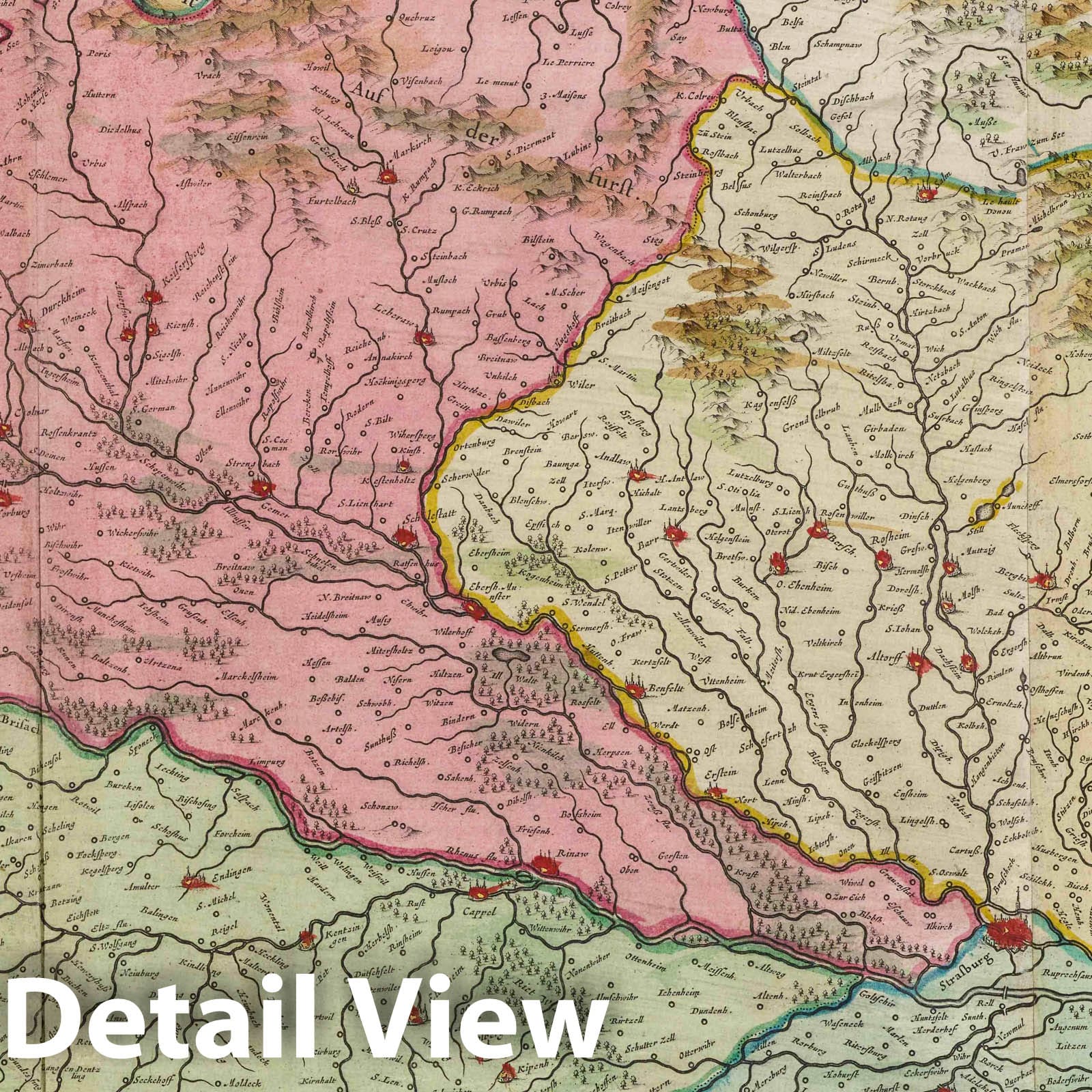 Historic Map : Germany, Alsace 1665 Alsatia Landgraviatus. , Vintage Wall Art