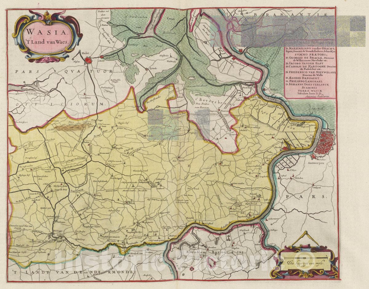 Historic Map : Wasia 'T Land Van Waes, 1665 Atlas - Vintage Wall Art
