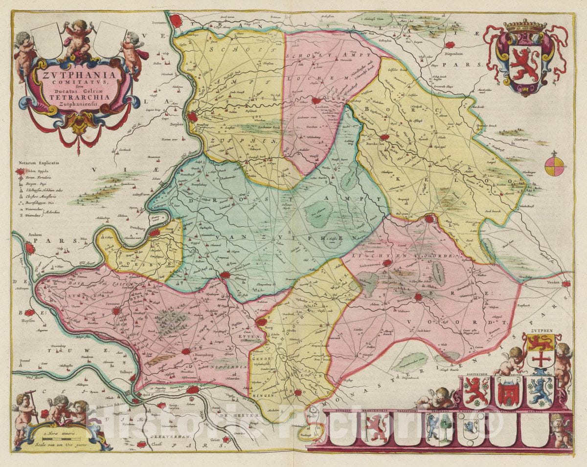 Historic Map : Belgium, Atlas Maior Sive Cosmographia Blaviana, Qua Solvm, Salvm, Coelvm, Accvratissime Describvntvr. Zvtphania Comitatvs, 1665 Atlas , Vintage Wall Art