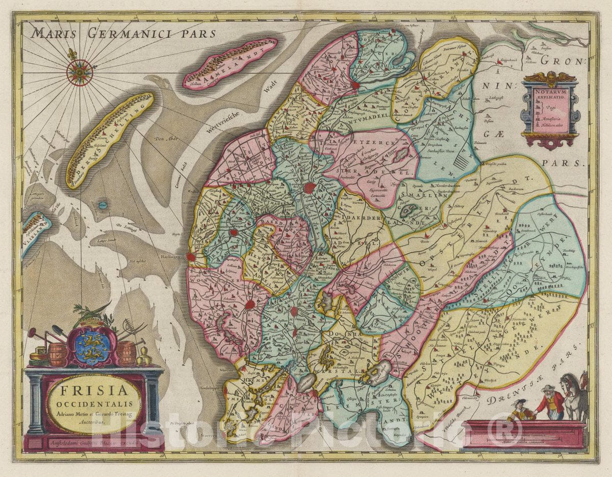 Historic Map : Netherlands, Atlas Maior Sive Cosmographia Blaviana, Qua Solvm, Salvm, Coelvm, Accvratissime Describvntvr. Frisia Occidentalis, 1665 Atlas , Vintage Wall Art