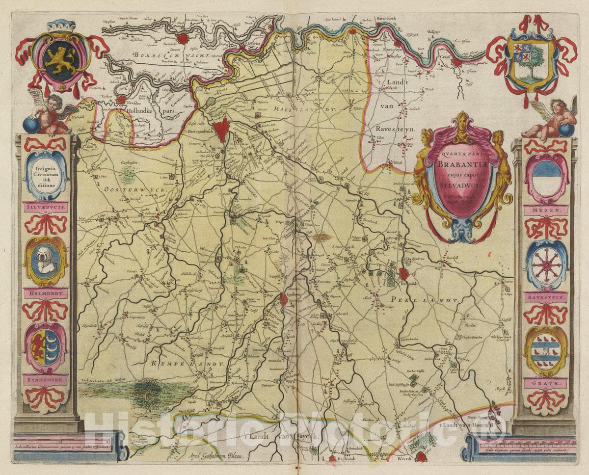 Historic Map : Netherlands, Qvarta Pars Brabantiae, 1665 Atlas , Vintage Wall Art