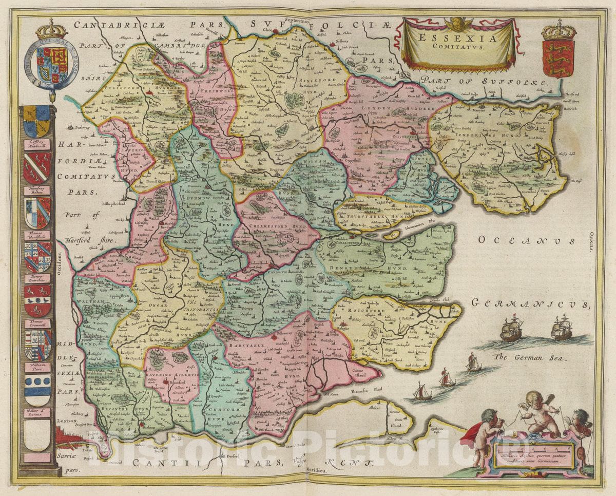 Historic Map : England, Atlas Maior Sive Cosmographia Blaviana, Qua Solvm, Salvm, Coelvm, Accvratissime Describvntvr. Essexia Comitatvs, Atlas , Vintage Wall Art