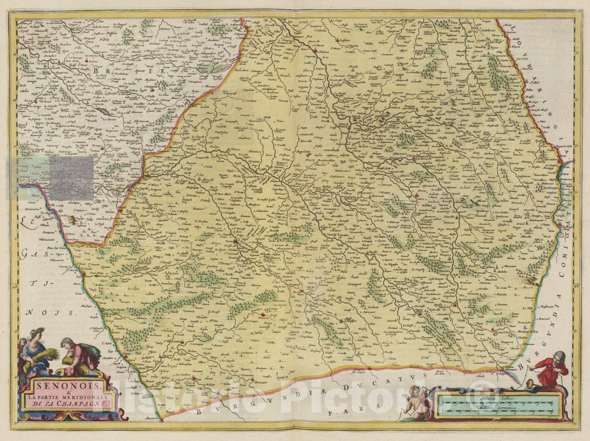 Historic Map : France, Champagne Region, , France Senonois, La Partie Meridionale De La Champagne, 1665 Atlas , Vintage Wall Art