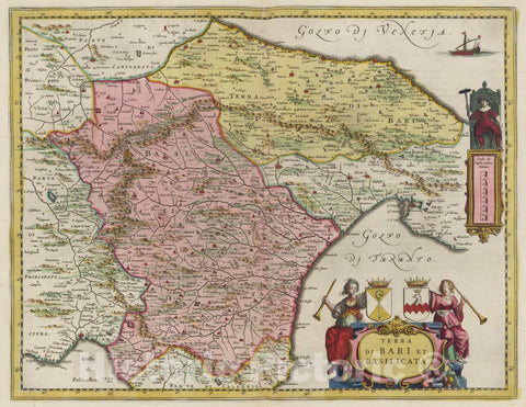 Historic Map : Italy, Puglia Region (Italy) Terra Di Bari Et Basilicata, 1665 Atlas , Vintage Wall Art
