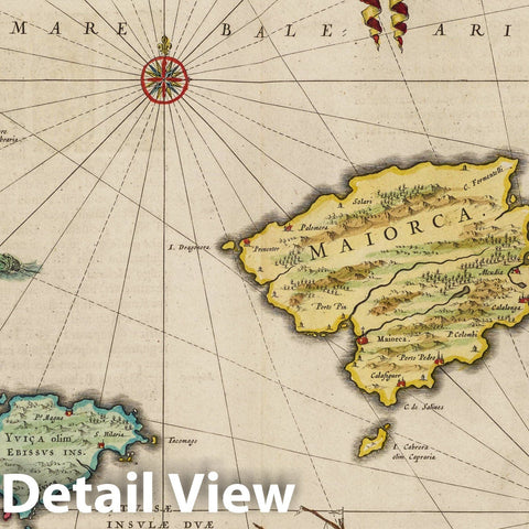 Historic Map : Spain, Balearic Islands , Spain Insvlae Balaerides et Pytiusae, 1665 Atlas , Vintage Wall Art