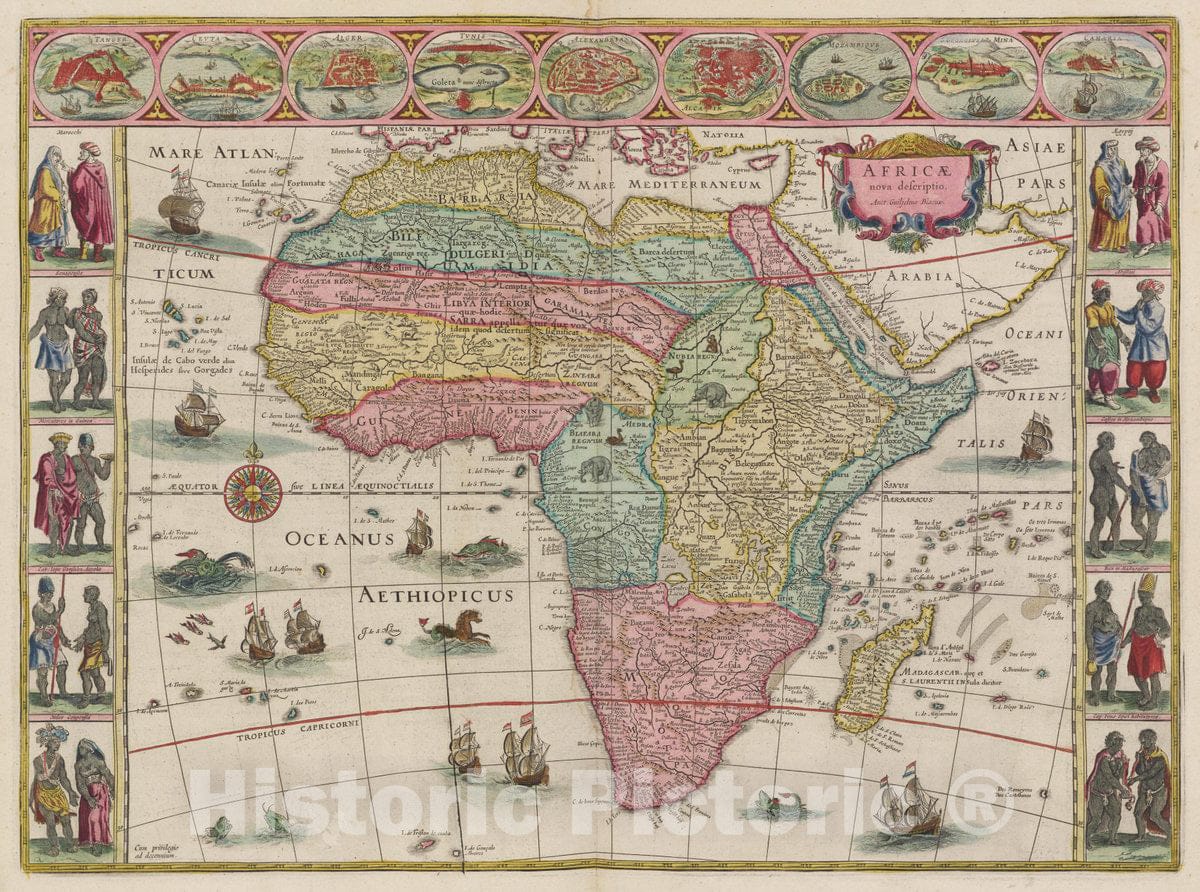 Historic Map : Africae nova descriptio, 1665 Atlas - Vintage Wall Art
