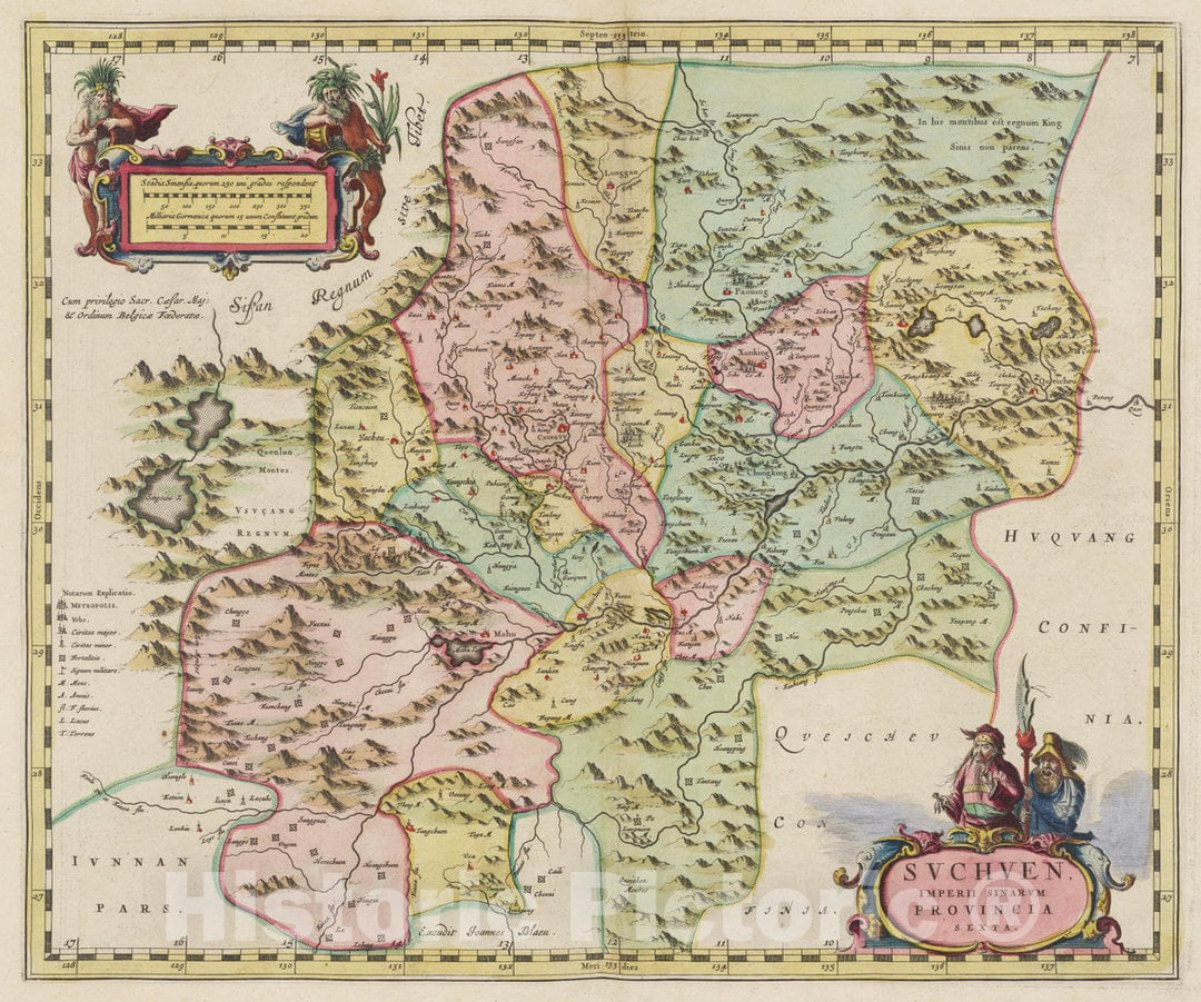 Historic Map : China, Atlas Maior Sive Cosmographia Blaviana, Qua Solvm, Salvm, Coelvm, Accvratissime Describvntvr. Svchen, 1665 Atlas , Vintage Wall Art