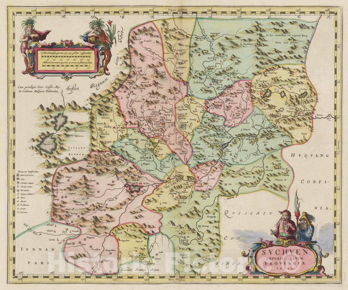 Historic Map : China, Atlas Maior Sive Cosmographia Blaviana, Qua Solvm, Salvm, Coelvm, Accvratissime Describvntvr. Svchen, 1665 Atlas , Vintage Wall Art