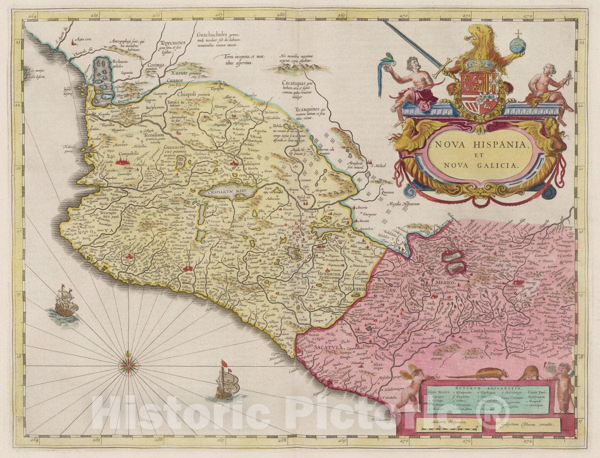 Historic Map : Mexico, Nova Hispania Et Nova Galicia, 1665 Atlas , Vintage Wall Art
