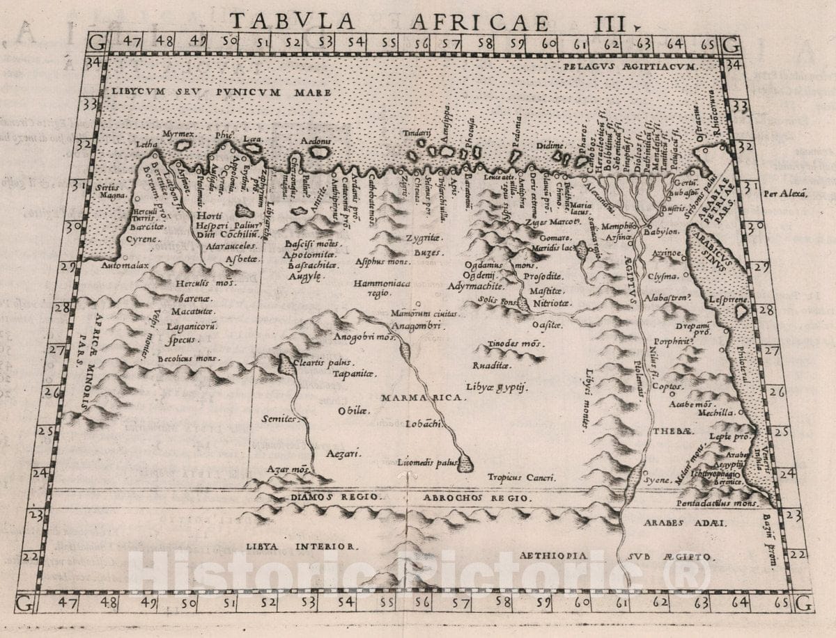 Historic Map : Egypt, Africa, Northeast Tabvla Aphricae III. Di Libia O Africa.Tavola Seconda Antica, 1561 Atlas , Vintage Wall Art