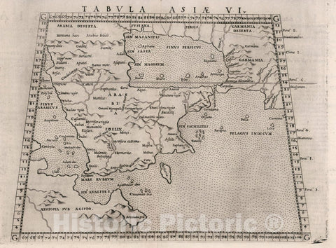 Historic Map : Arabian Peninsula, Asia Tabvla Asiae VI. Dell' Asia,Tavola Sesta antica, 1561 Atlas , Vintage Wall Art