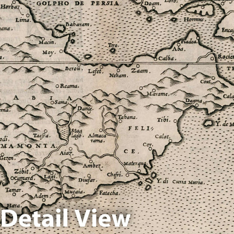 Historic Map : Saudi Arabia, Arabian Peninsula Arabia Felice Nuova Tavola. Arabia Felice Ventesimasesta tavola nvova, 1561 Atlas , Vintage Wall Art
