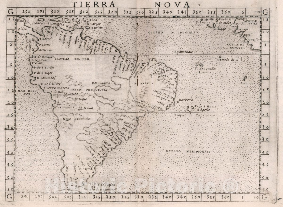 Historic Map : Tierra Nova. Tierra nvova, Ventesimanona tavola nvova, 1561 Atlas - Vintage Wall Art