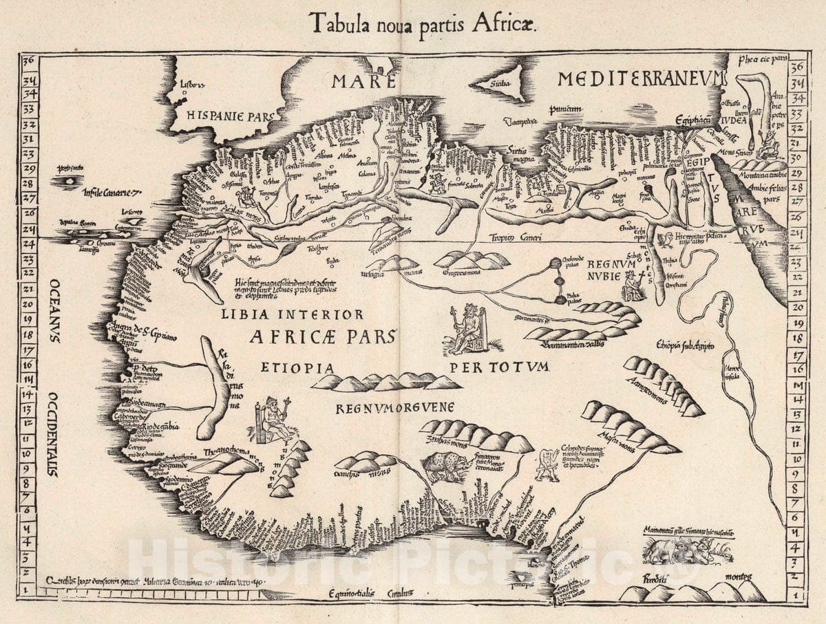Historic Map : North Africa Tabula nova partis Africae (North Africa), 1541 Atlas , Vintage Wall Art