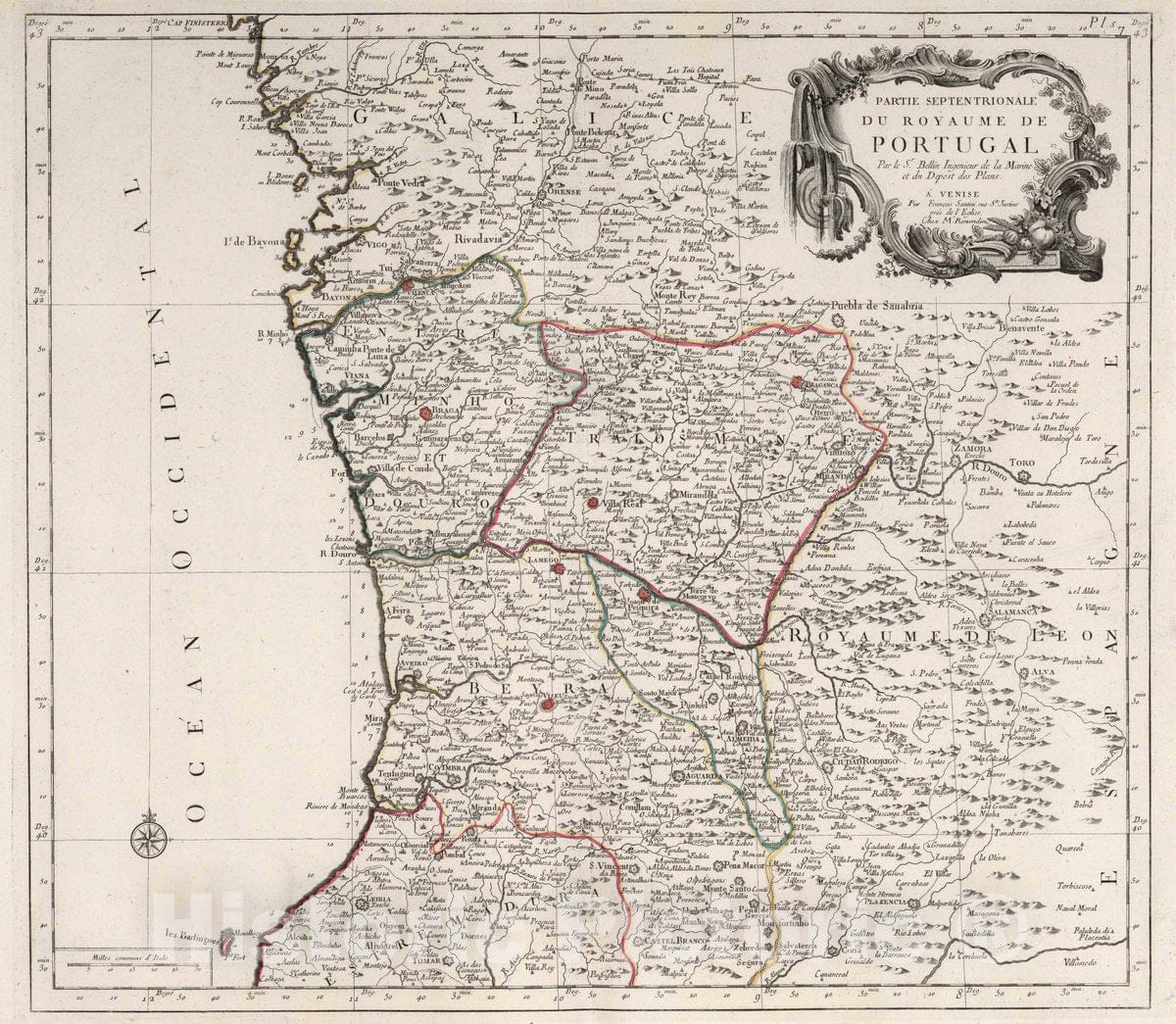 Historic Map : Portugal, 5. Partie Septentrionale du Royaume de Portugal, 1784 Atlas , Vintage Wall Art
