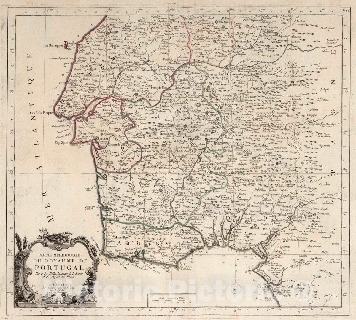 Historic Map : Portugal, 6. Partie Meridionale du Royaume de Portugal, 1784 Atlas , Vintage Wall Art