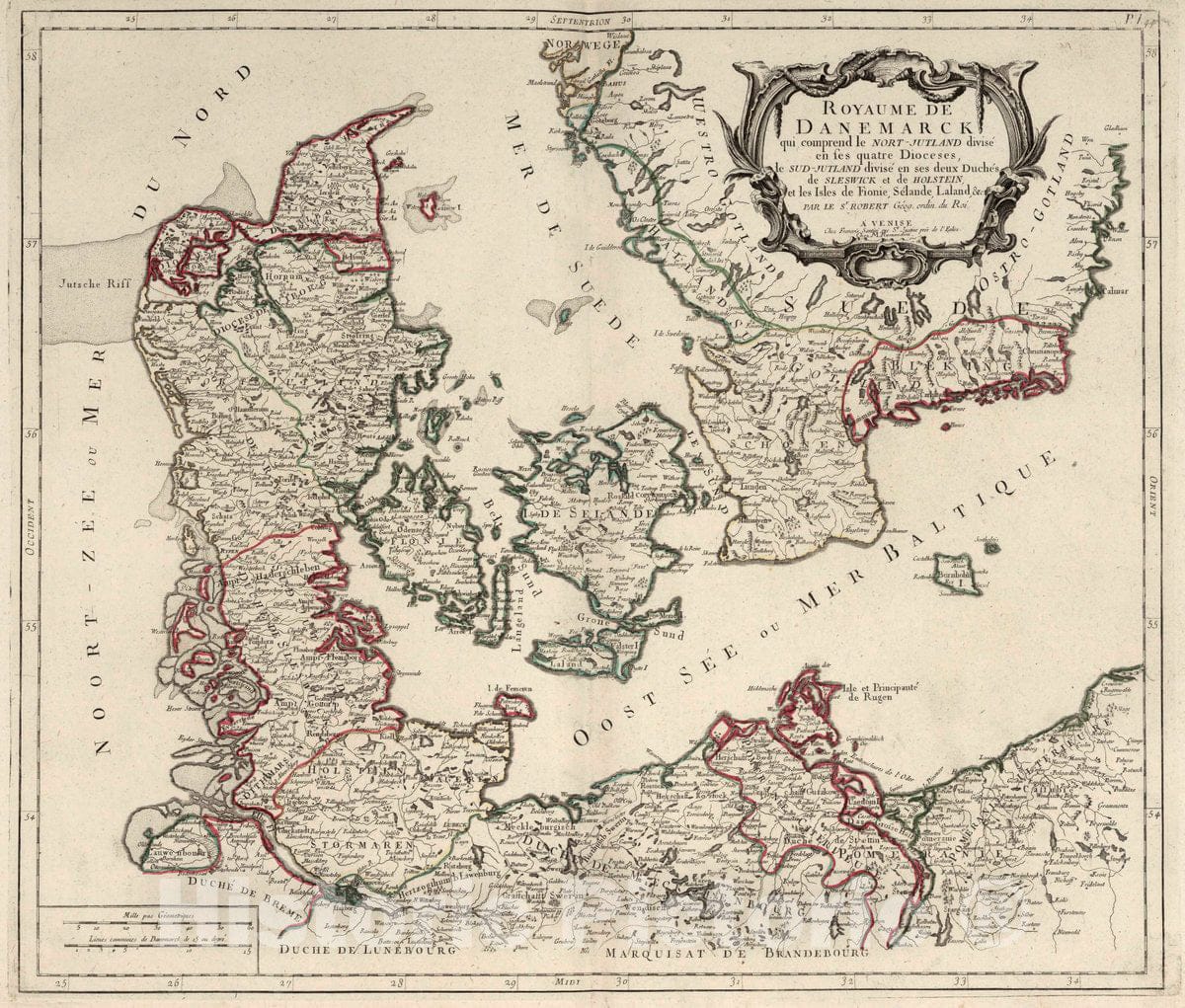 Historic Map : Denmark, 44. Royaume de Danemarck, 1784 Atlas , Vintage Wall Art
