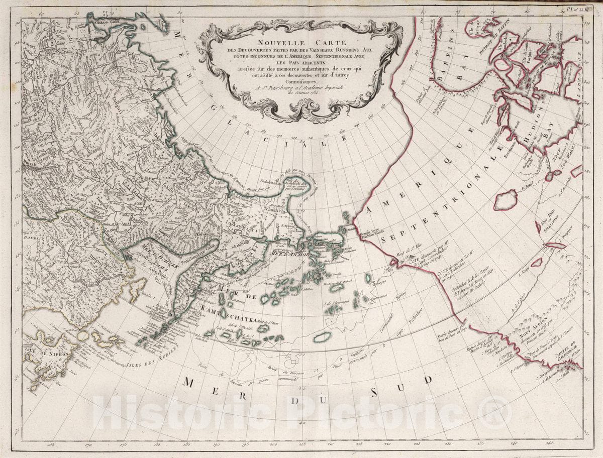 Historic Map : 53-III. New Map of The Discoveries Made by Russians Vessels, 1784 Atlas - Vintage Wall Art
