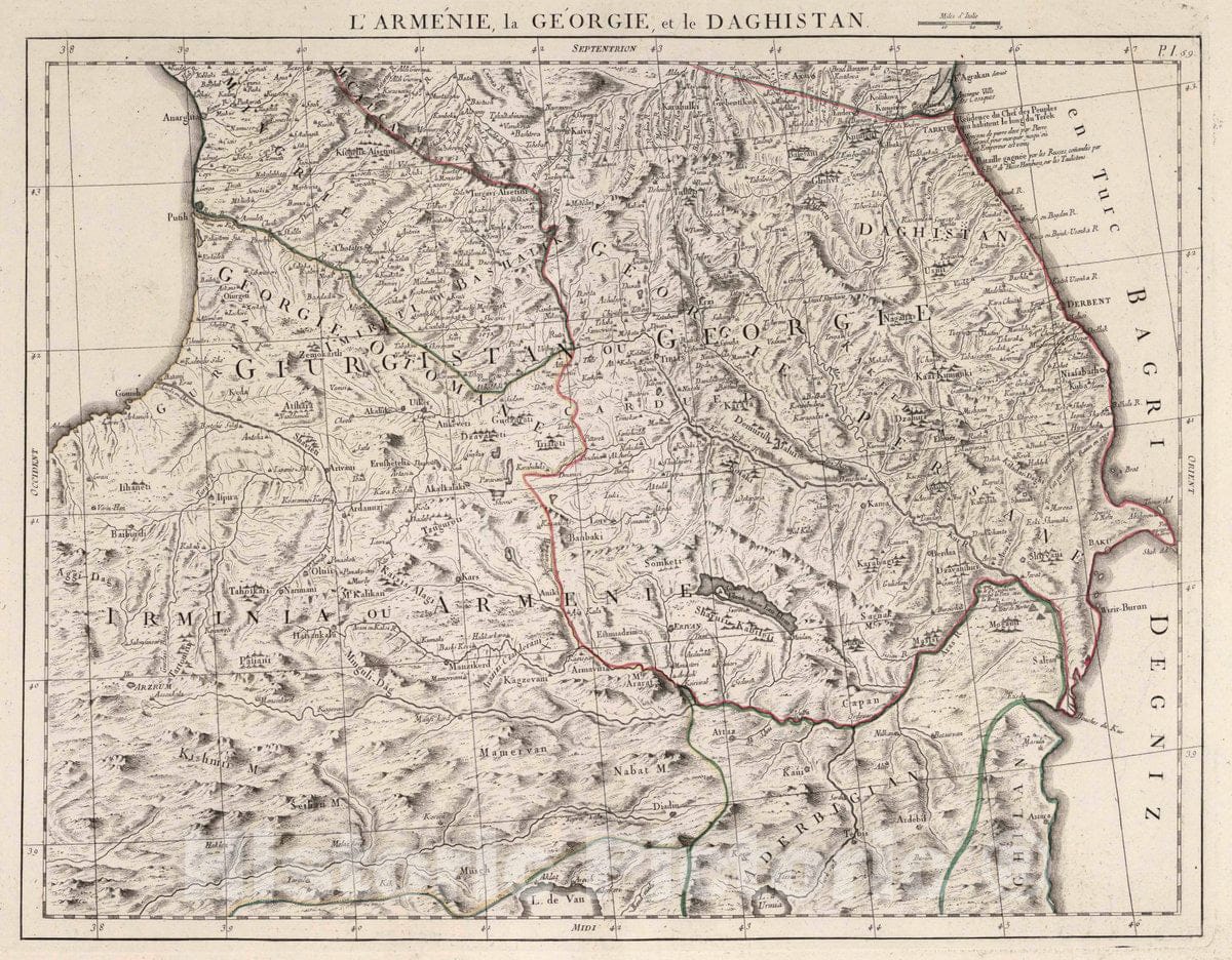 Historic Map : Georgia, Ottoman Empire 59. Carte de la Partie Septentrionale de L'Empire Otoman (Southeast Sheet), 1777 Atlas , Vintage Wall Art
