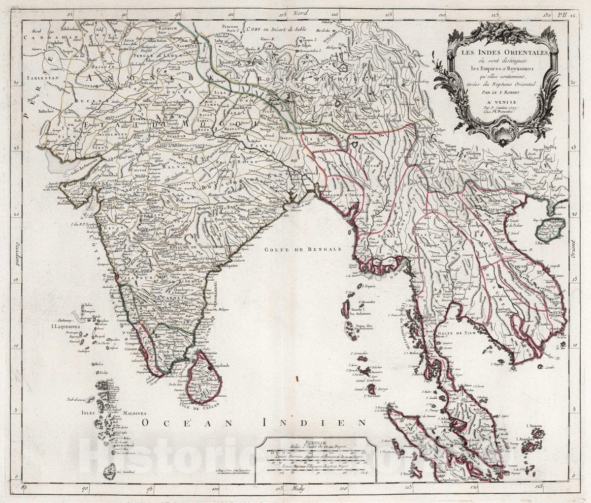 Historic Map : India, Southeast Asia 36. Les Indes Orientales, 1779 Atlas , Vintage Wall Art