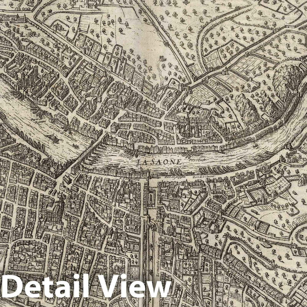 Historic Map : Lyon , France, Vol I (10) Lugdunum. Lyon, 1575 Atlas , Vintage Wall Art
