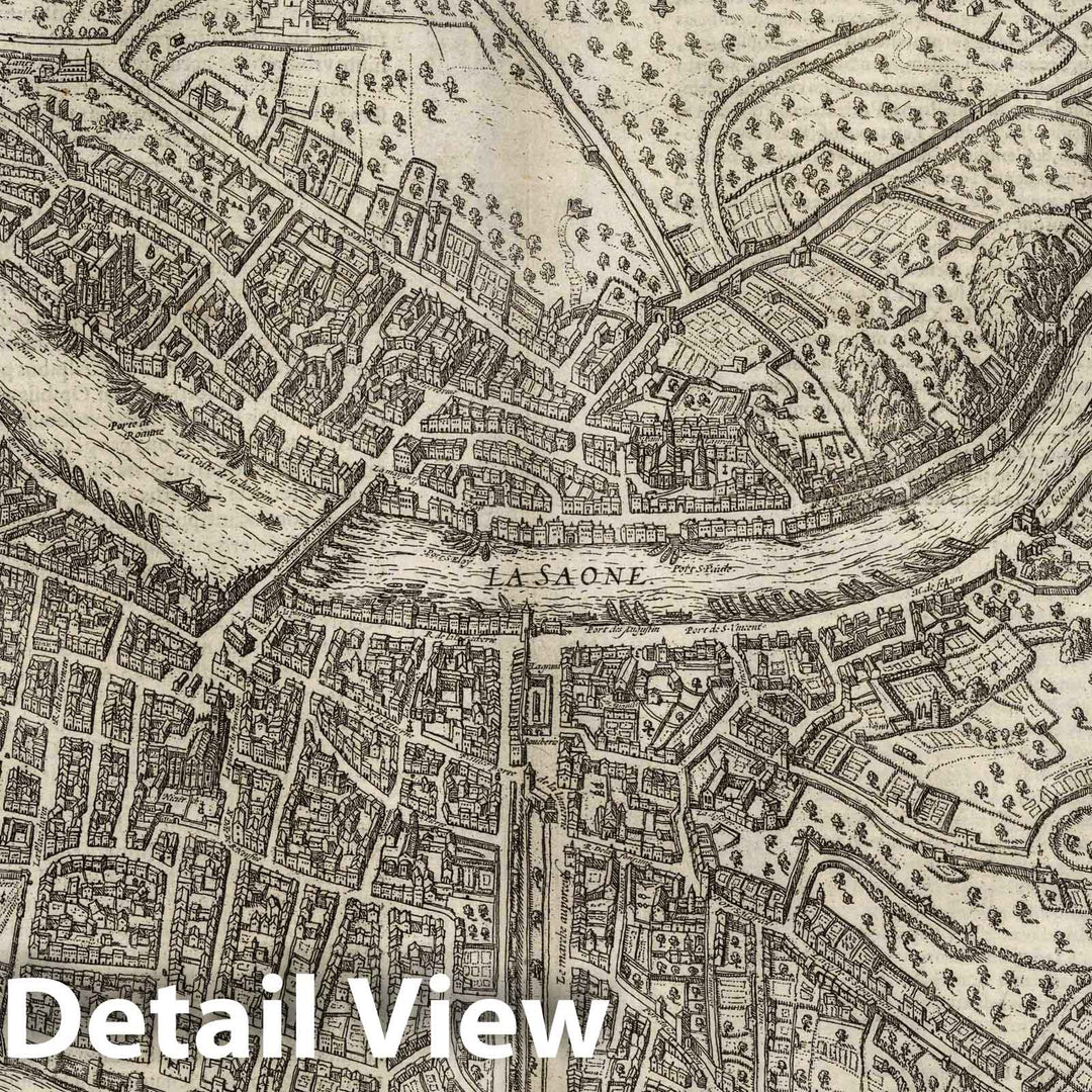 Historic Map : Lyon , France, Vol I (10) Lugdunum. Lyon, 1575 Atlas , Vintage Wall Art