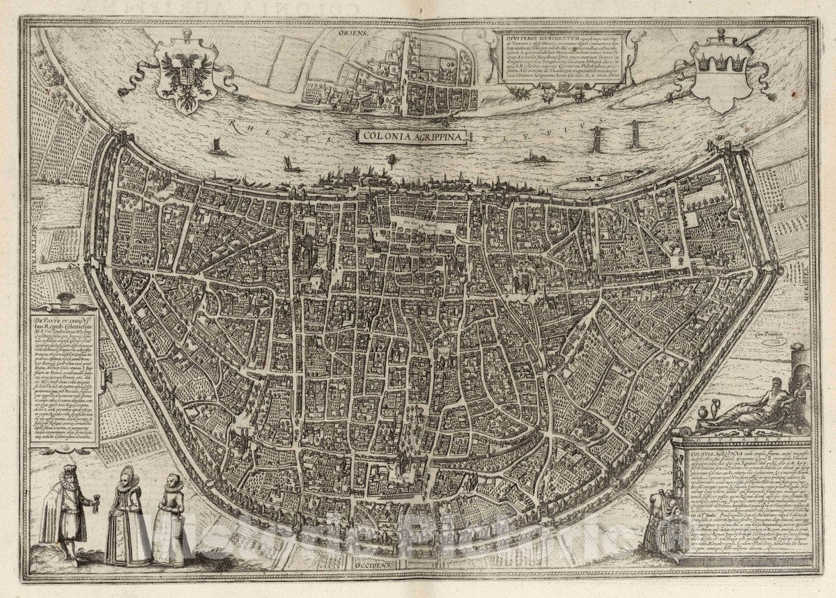 Historic Map : Cologne , Germany, Vol I (38) Colonia Agrippina (Cologne), 1575 Atlas , Vintage Wall Art
