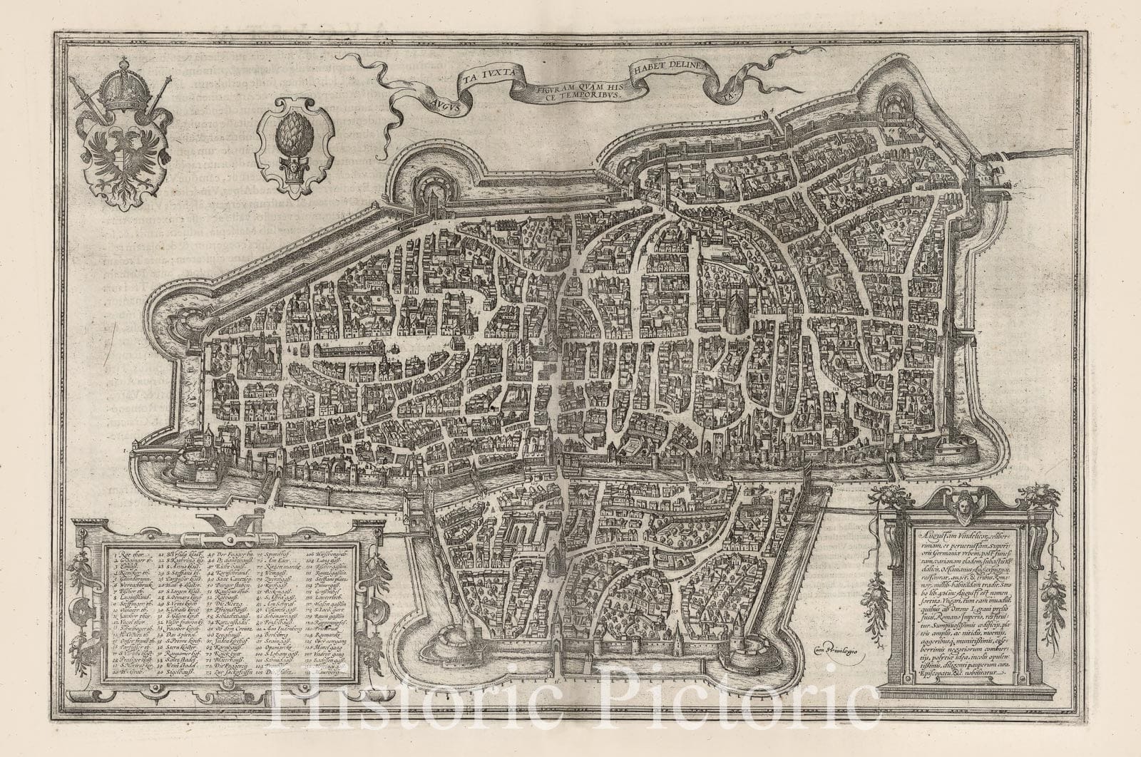 Historic Wall Map : Augsburg , Germany, Vol I (39) Augusta (Augsburg), 1575 Atlas , Vintage Wall Art