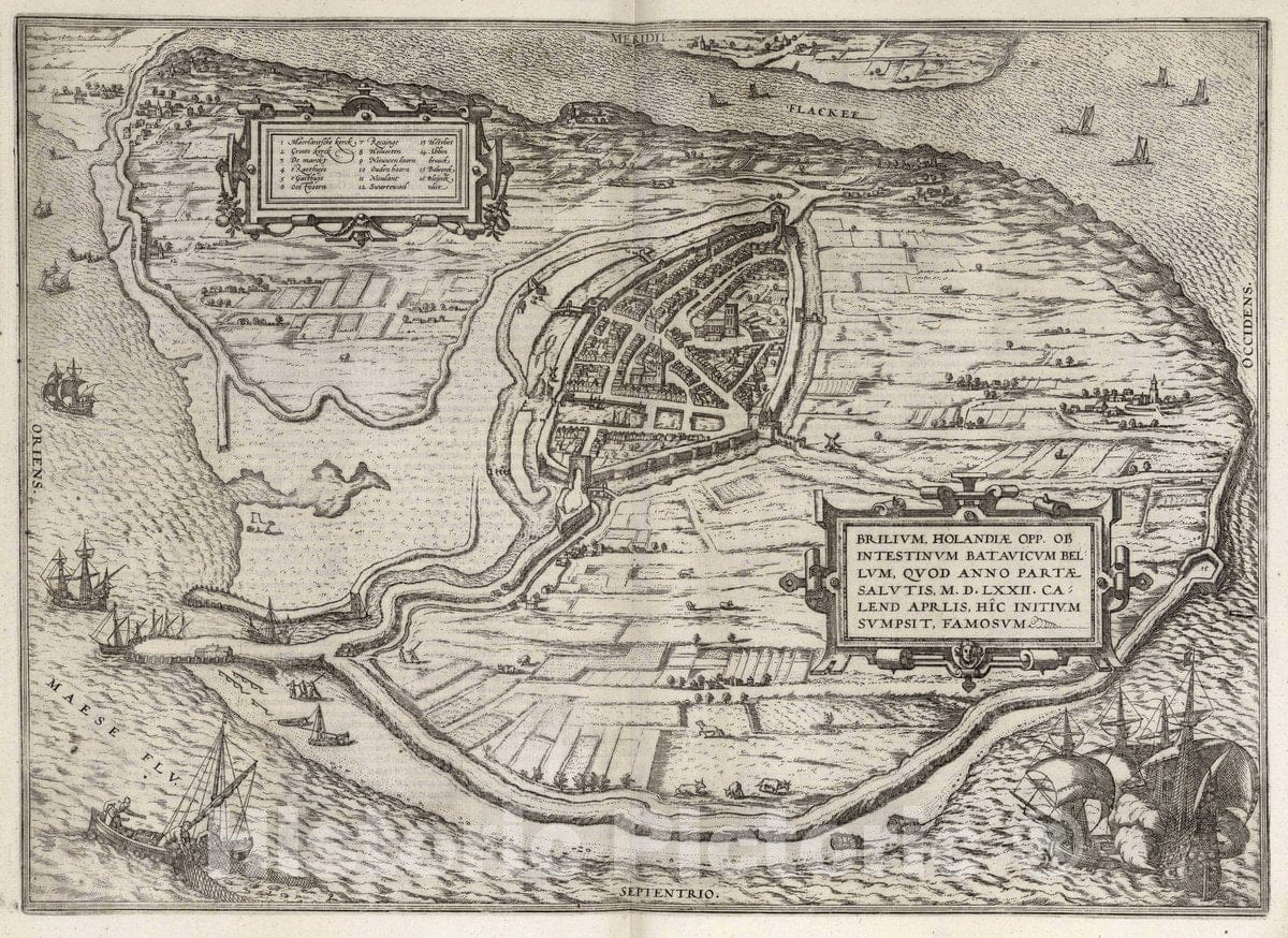 Historic Map : Brielle (Netherlands), Vol II (27) Brilium (Brielle), 1575 Atlas , Vintage Wall Art