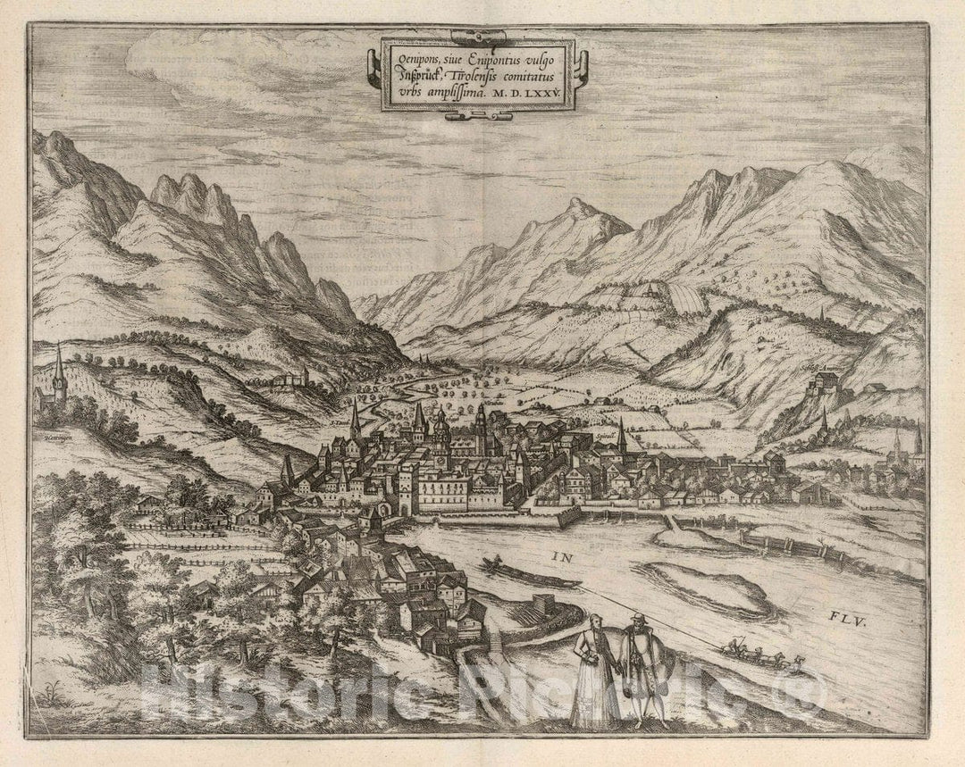 Historic Map : Innsbruck (Austria), Vol II (42) Inspruck (Innsbruck), 1575 Atlas , Vintage Wall Art