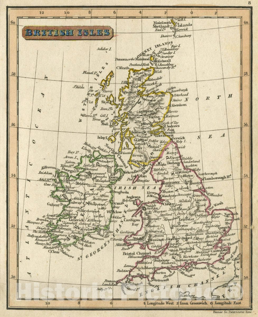 Historic Map : British Isles, 1830 Atlas - Vintage Wall Art
