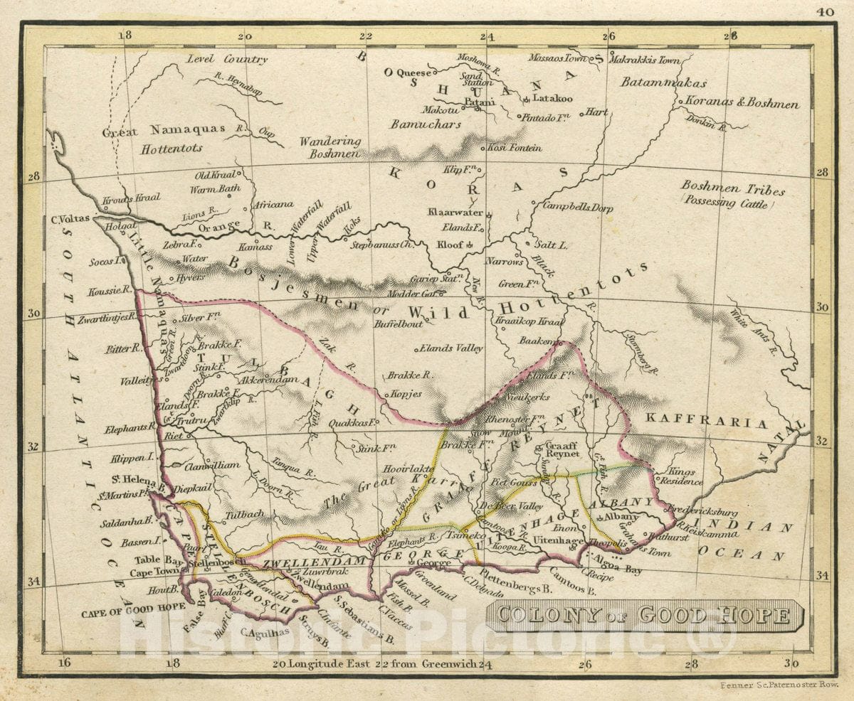 Historic Map : Colony of Good Hope, 1830 Atlas - Vintage Wall Art