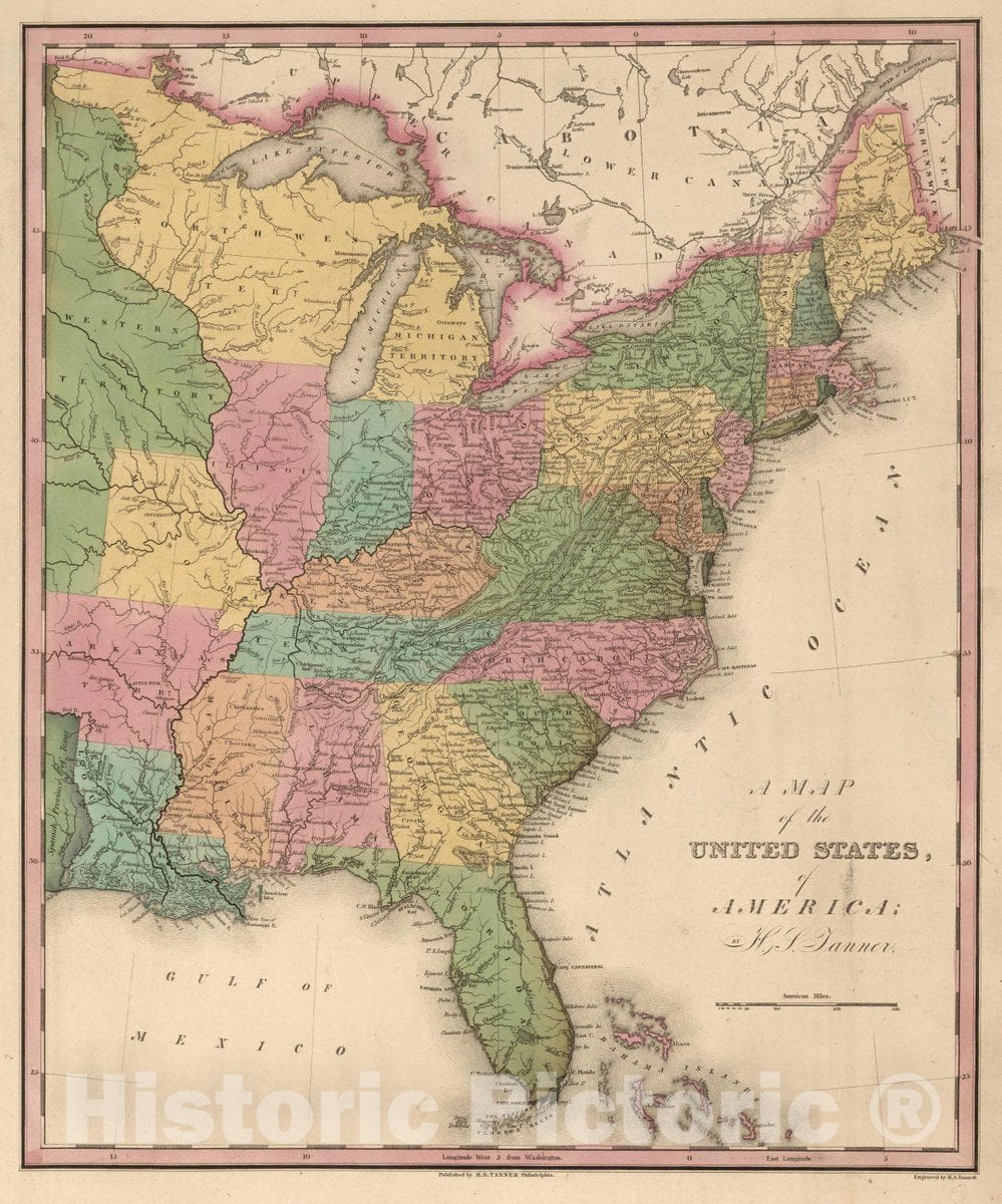 Historic Map : The United States of America, 1826 Atlas - Vintage Wall Art