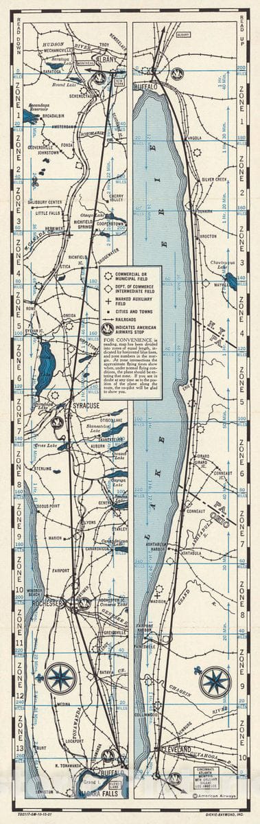 Historic Wall Map : Souvenir air map Showing Route Between Albany - Cleveland via Buffalo, 1931 Vintage Wall Art