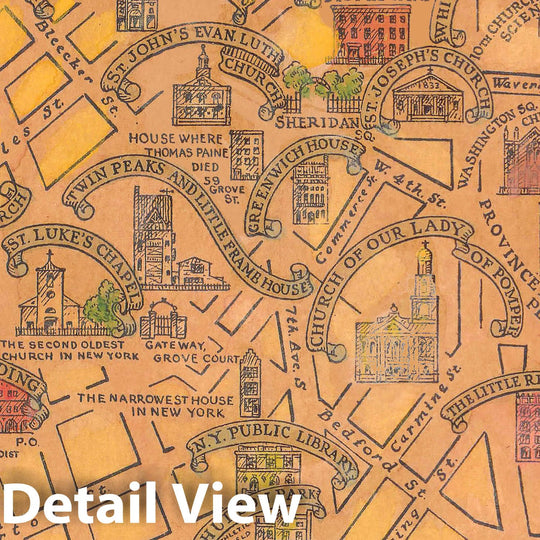 Historic Map - A map of Greenwich Village, 1934 Pictorial Map - Vintage Wall Art