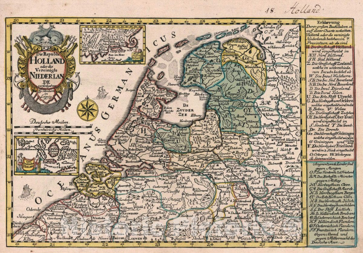 Historic Map : Netherlands, Vol 1:18- Die Republic Holland Oder die Vereinigte Niederlande, 1740 Atlas , Vintage Wall Art
