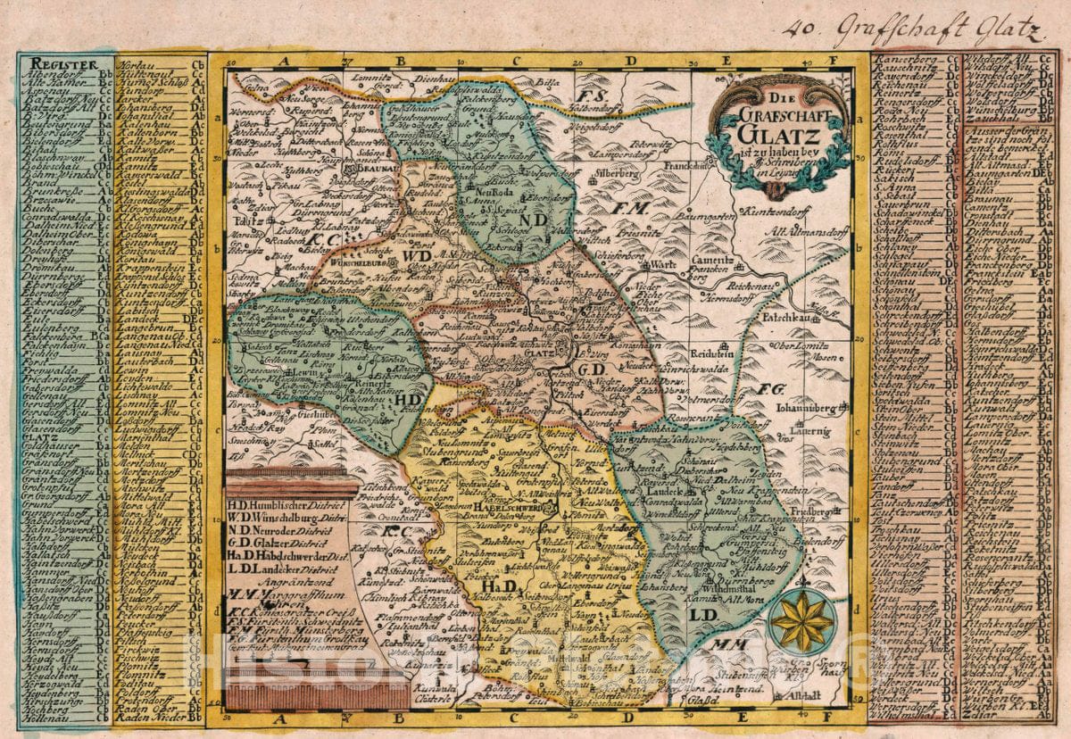 Historic Map : Poland, Vol 1:40- Die Grafschaft Glatz, 1740 Atlas , Vintage Wall Art