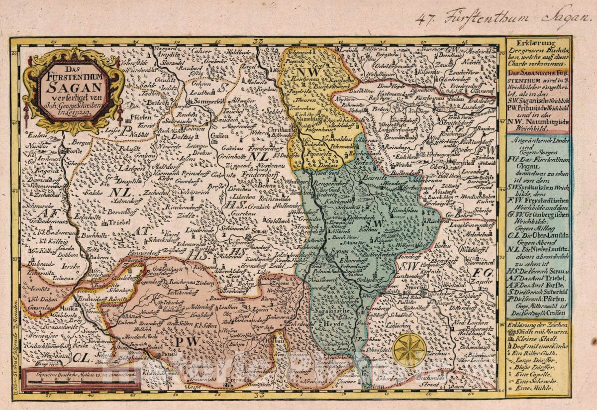 Historic Map : Poland, Vol 1:47- Das Furstenthum Sagan, 1740 Atlas , Vintage Wall Art