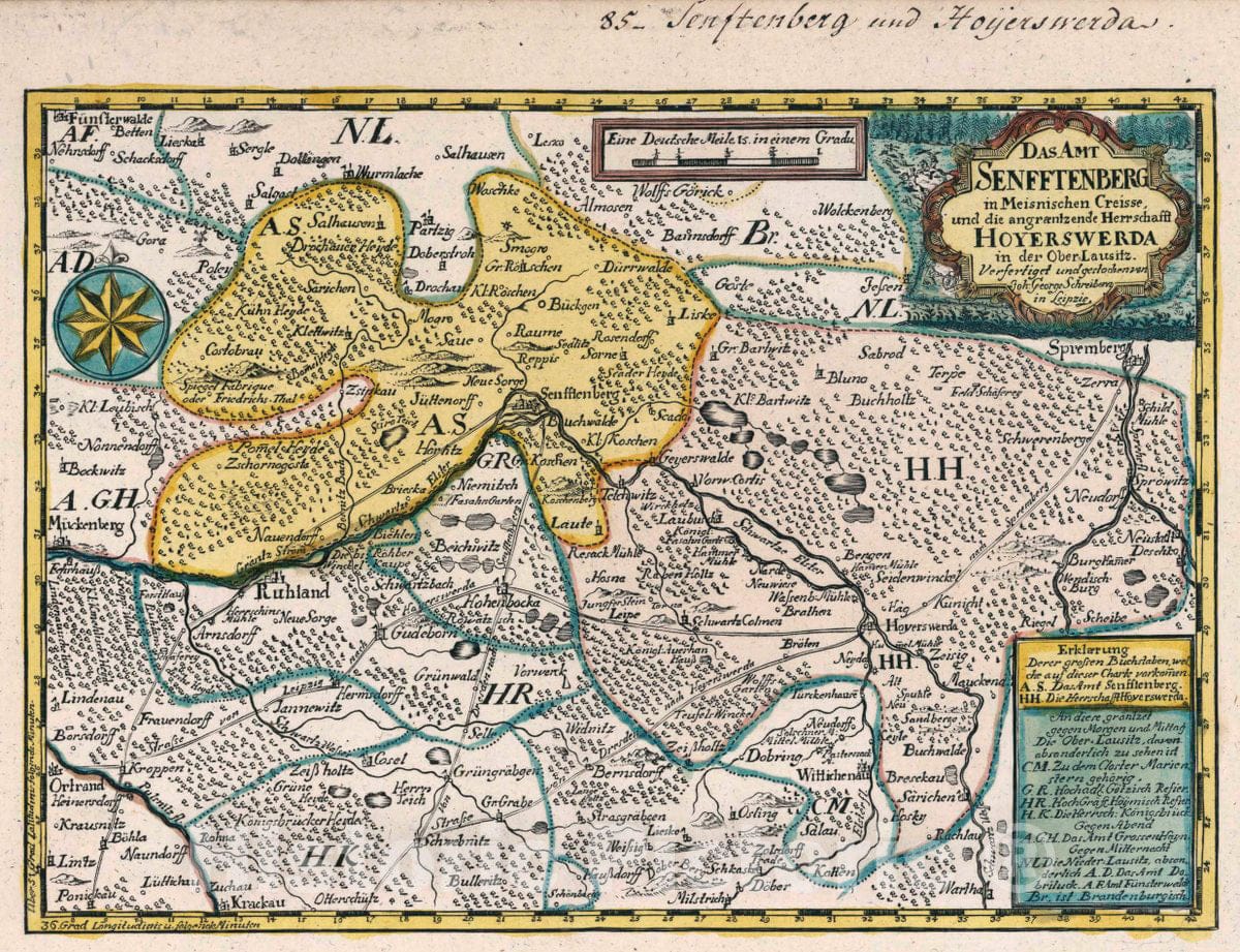Historic Map : Germany, Vol 2:85- Das Amt Senfftenberg im Meisnischen Creisse, 1740 Atlas , Vintage Wall Art