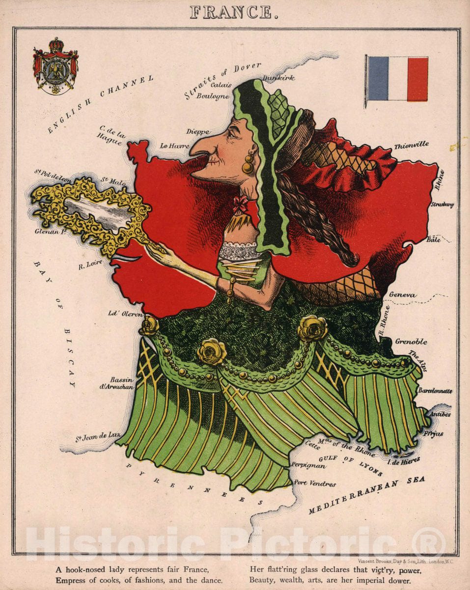 Historic Map : 5. France, 1868 - Vintage Wall Art