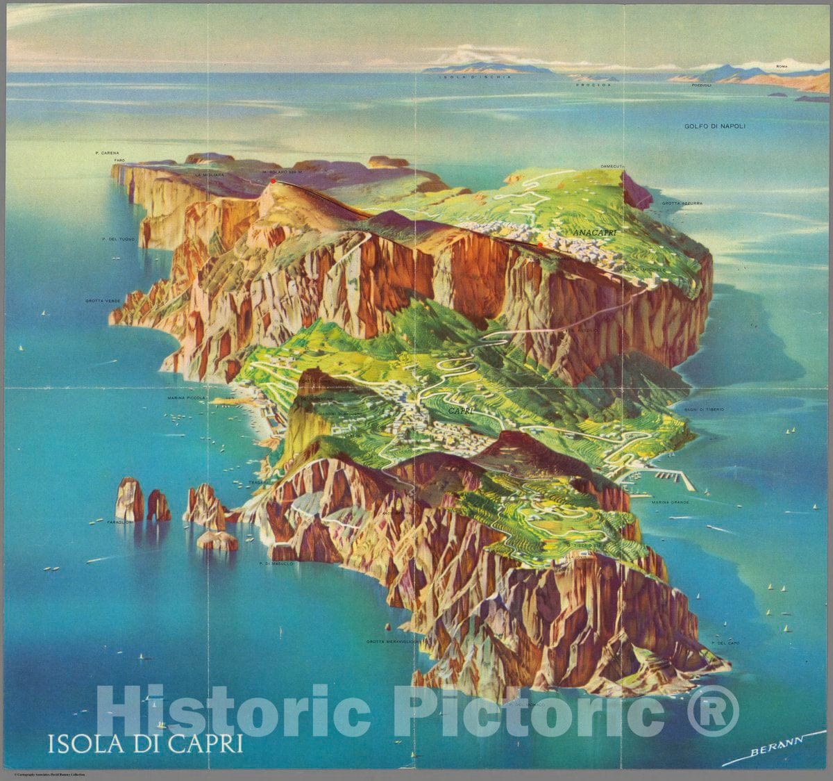 Historic Map : Capri Island (Italy)Capri: Benvenuti a Capri, Welcome to Capri 1965 Pictorial Map , Vintage Wall Art