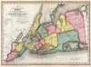 Historic Map : Map of The Counties of New York, Queens, Kings, and Richmond, 1839 Atlas - Vintage Wall Art