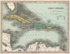 Historic Map : West Indies. Young & Delleker Sc. Published by A. Finley, Philada, 1827 Atlas - Vintage Wall Art