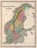 Historic Map : Denmark, Sweden, and Norway. Young & Delleker Sc. Published by A. Finley, Philada, 1827 Atlas - Vintage Wall Art