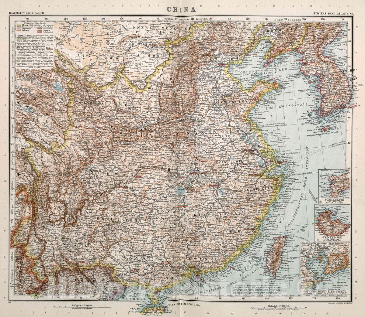 Historic Map : China, Nr. 64. China. C. Barich, 1911 Atlas , Vintage Wall Art