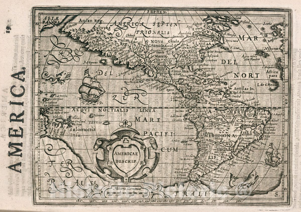 Historic Map : America. Historia mundi : or Mercator's London Printed for Michaell Sparke, and are to be sowld in Greene Arboiure, 1637. Second edytion, 1637 - Vintage Wall Art