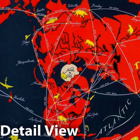 Historic Map : Our New Neighbor : Projected Global air Routes, 1944 Pictorial Map - Vintage Wall Art