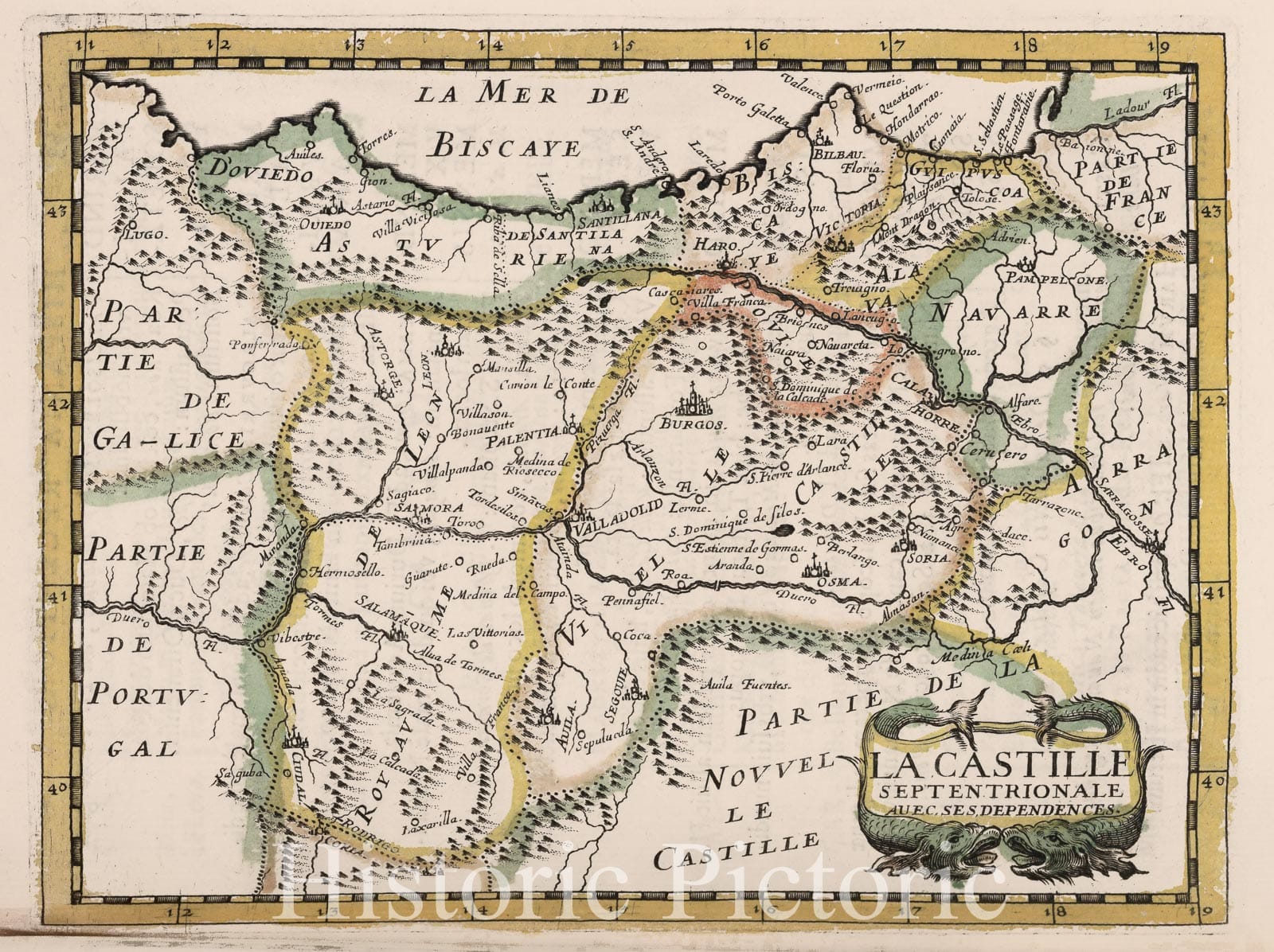 Historic Wall Map : Castilla , Spain La Castille Septentrionale, 1648 , Vintage Wall Art
